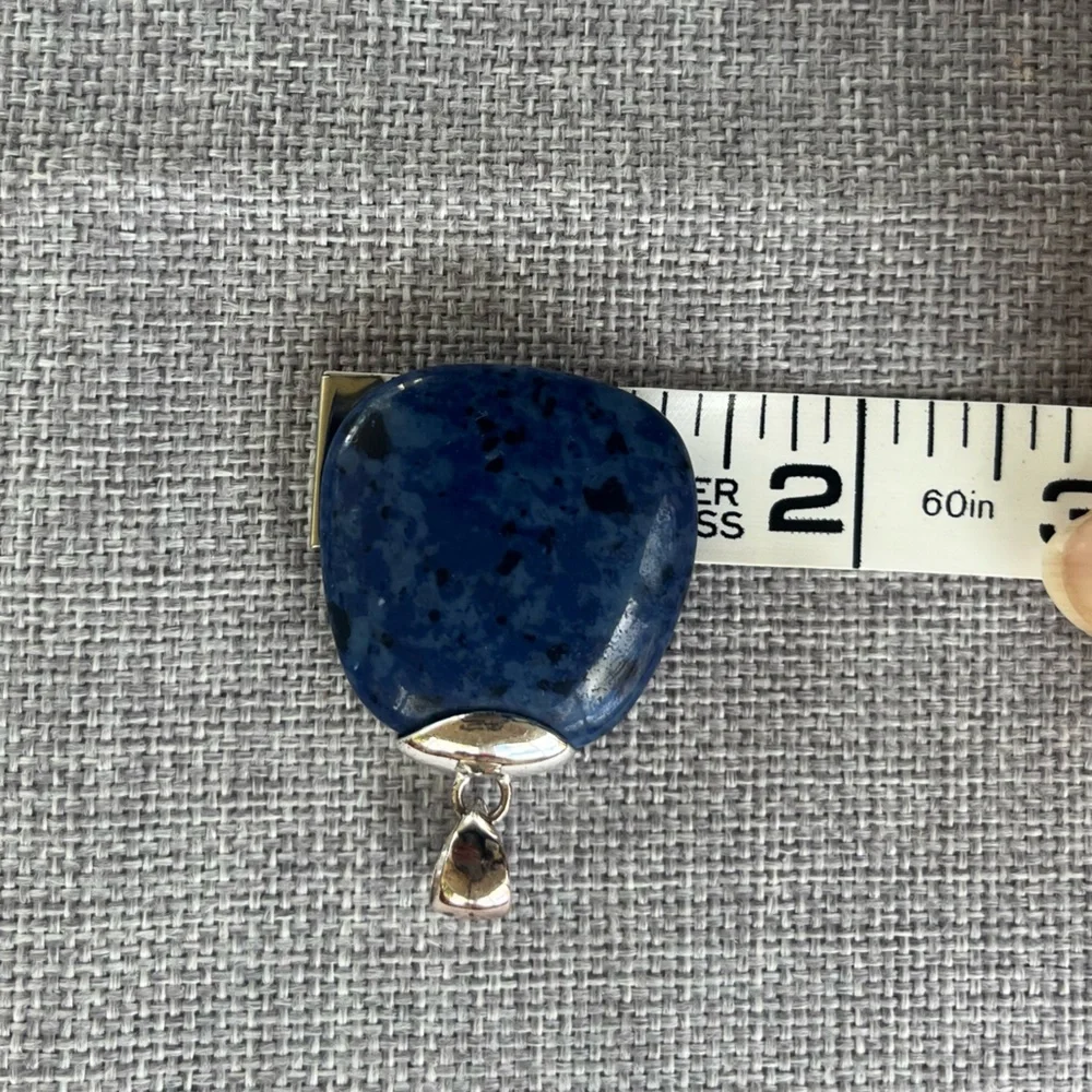 Blue and Black Composite Stone Pendant with 925 Sterling Silver Bail